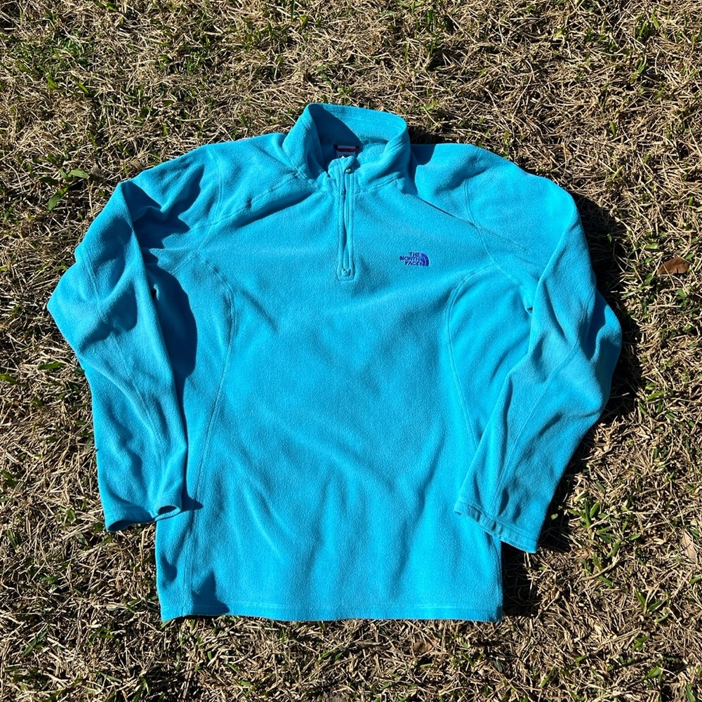 The North Face Aqua Blue Women's Half Zip Long Sleeved Fleece size XL